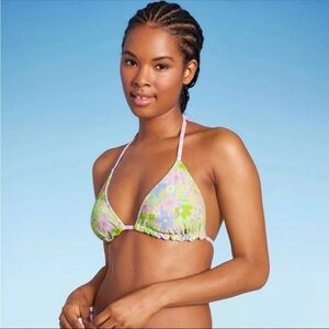Wild Fable Reversible Floral and Gingham Bikini Top
